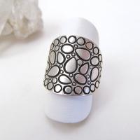 Sterling Silver Band Ring with Cobblestone Texture - Bold Unique Statement Rings for Women