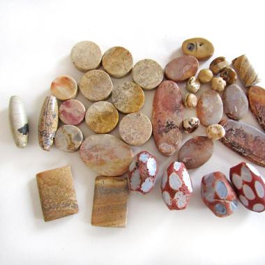 Large Mixed Natural Stone Bead Lot for Jewelry Making / Beading - Beige Fossil Coral, Rusty Brown Agates, Picture Jasper - Earth Tone Colors