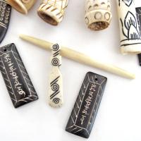  Ethnic Boho Tribal Style Carved Bone Bead Lot for Jewelry Making / Craft Supply