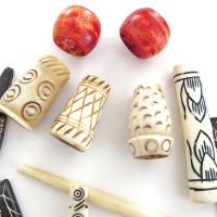  Ethnic Boho Tribal Style Carved Bone Bead Lot for Jewelry Making / Craft Supply