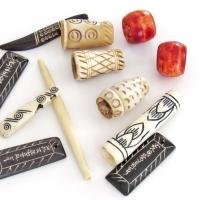  Ethnic Boho Tribal Style Carved Bone Bead Lot for Jewelry Making / Craft Supply