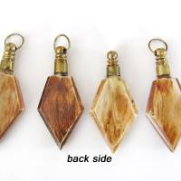 Ethnic Style Carved Bone and Brass Pendants for Jewelry Making - Set of 4 / Craft Supply