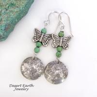 Sterling Silver & Turquoise Earrings with Butterfly Charms - Earthy Nature Gifts for Women & Teen Girls