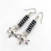 Sterling Silver Dragonfly Earrings with Gray Hematite Gemstones - Boho Whimiscal Nature Jewelry Gifts for Women or Girls