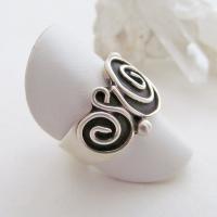 Sterling Silver Spiral Band Ring - Bold Unique Statement Jewelry for Everyday Wear