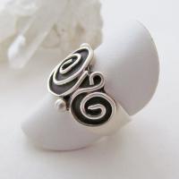 Sterling Silver Spiral Band Ring - Bold Unique Statement Jewelry for Everyday Wear