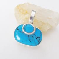 Blue Turquoise Sterling Silver Pendant - Vintage Mexico 925 Silver & Turquoise Jewelry