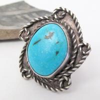 Big Bold Turquoise & Sterling Silver Statement Ring - Vintage Southwestern Jewelry
