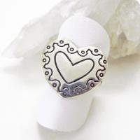 Sterling Silver Heart Shaped Ring - Romantic Jewelry Gifts for Wife / Mom / Girlfriend