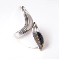 Sterling Silver Wrap-around Leaf Ring - Vintage Nature Jewelry Gifts for Women
