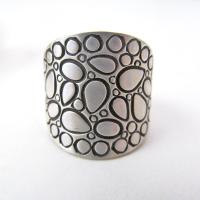 Sterling Silver Band Ring with Cobblestone Texture - Bold Unique Statement Rings for Women