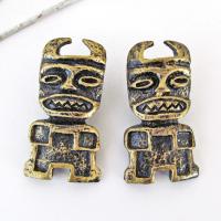 African Tribal Mask Earrings - Ethnic Tribal Vintage Costume Jewelry