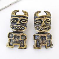 African Tribal Mask Earrings - Ethnic Tribal Vintage Costume Jewelry