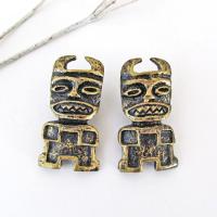 African Tribal Mask Earrings - Ethnic Tribal Vintage Costume Jewelry