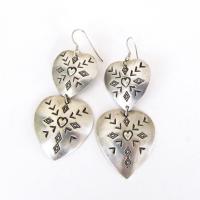 Large Sterling Silver Heart Shaped Concho Earrings - Vintage Southwestern Jewelry