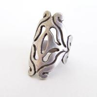 Vintage Sterling Silver Scroll Ring - Organic Rustic Medieval Style Jewelry