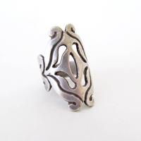 Vintage Sterling Silver Scroll Ring - Organic Rustic Medieval Style Jewelry