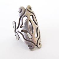 Vintage Sterling Silver Scroll Ring - Organic Rustic Medieval Style Jewelry