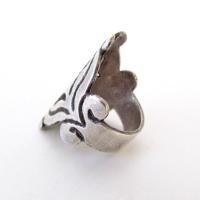 Vintage Sterling Silver Scroll Ring - Organic Rustic Medieval Style Jewelry