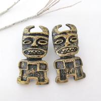 African Tribal Mask Earrings - Ethnic Tribal Vintage Costume Jewelry