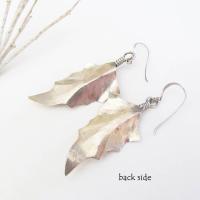 Hand Stamped Sterling Silver Leaf Earrings - Modern Earthy Nature Jewelry 