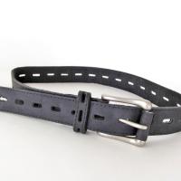 Vintage Black Genuine Leather Belt with Silver Tone Buckle - Women's Adjustable Size Belt Size - Made in the USA