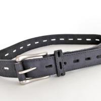 Vintage Black Genuine Leather Belt with Silver Tone Buckle - Women's Adjustable Size Belt Size - Made in the USA