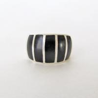 Inlaid Onyx Stone Sterling Silver Band Ring - Bold Classic Sterling Silver Jewelry