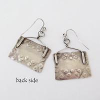 Big Bold Hand Stamped Sterling Silver Earrings - Vintage Artisan Mixed Metal Jewelry