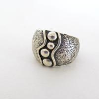 Hammered Textured Sterling Silver Band Ring - Earthy Organic Modernist Silver Jewelry