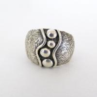 Hammered Textured Sterling Silver Band Ring - Earthy Organic Modernist Silver Jewelry