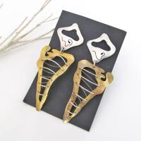 Big  African Shaped Mixed Metal Earrings in Sterling Silver & Gold Brass -  Bold Exotic Vintage Designer Jewelry