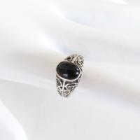 Dainty Sterling Silver Filigree Ring with Black Onyx Gemstone - Small Size Rings for Women