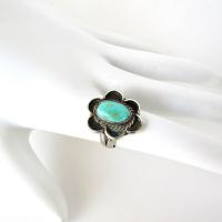 Sterling Silver Turquoise Ring Size 6 - Vintage Southwestern Turquoise Jewelry