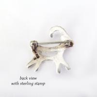 Red Coral Sterling Silver Antelope Pin - Cute Whimsical Animal Lover Jewelry Gifts