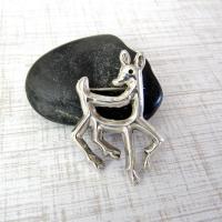 Sterling Silver Reindeer Pin Brooch - Animal Jewelry Gifts for Women / Teen Girls