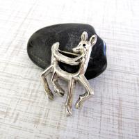 Sterling Silver Reindeer Pin Brooch - Animal Jewelry Gifts for Women / Teen Girls
