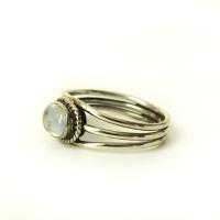 Delicate Dainty Sterling Silver Moonstone Ring Size 7-1/2 - Vintage 925 Silver & Gemstone Jewelry