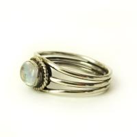 Delicate Dainty Sterling Silver Moonstone Ring Size 7-1/2 - Vintage 925 Silver & Gemstone Jewelry