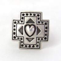 Sterling Silver Heart & Cross Ring - Southwest Style Jewelry - Spiritual Religious Christian Gifts for Her