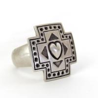 Sterling Silver Heart & Cross Ring - Southwest Style Jewelry - Spiritual Religious Christian Gifts for Her