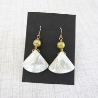 Mother of Pearl Dangle Earrings with Gold Brass Beads - June Birthstone Jewelry