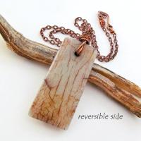 Natural Earthy Rustic Brown Agate Stone Necklace Wire Wrapped in Copper - Unisex Jewelry for Men / Women