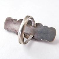 Vintage Southwestern Sterling Silver Ring with Faceted Hematite & Mother of Pearl 