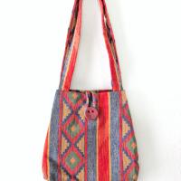 Bright Colorful Southwestern Aztec Print Tapestry Handbag Tote Bag - Vintage Boho Fashion