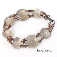 Vintage British Silver Coin Bracelet With Three-Pence and Sixpence Coins Dated 1896 to 1939 - Jewelry Gifts for Coin Collecto