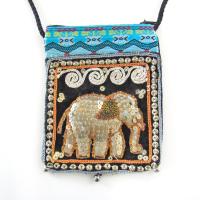 Elephant Sequin Embroidered Cross Body Bag - Ethnic Boho Vintage Fashion Handbag