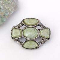 Vintage Silver Tone Pin Brooch with Faux Green Stones - Art Deco Style Costume Jewelry - Sweater / Scarf Pin