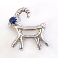 Sterling Silver Antelope Reindeer Pin with Blue Lapis Stone - Cute Whimsical Animal Lover Jewelry Gifts