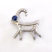 Sterling Silver Antelope Reindeer Pin with Blue Lapis Stone - Cute Whimsical Animal Lover Jewelry Gifts